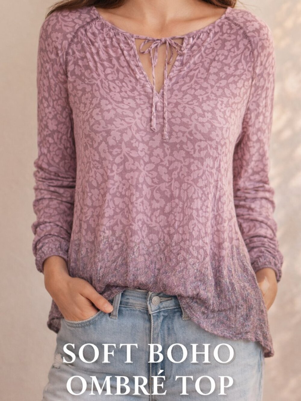 Y2K Pink Ombré Sheer Peasant Blouse Boho Cottagecore Festival Top XS